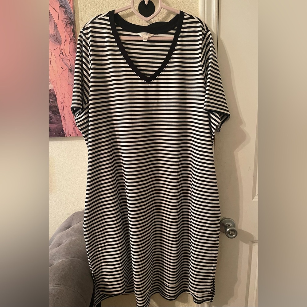 Plus Size Womens strip dress with pockets size 2X NEW
